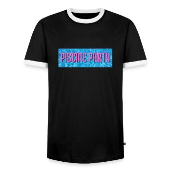 piscine party - T-shirt contrasté Homme - noir/blanc - Devant - AI Model Female 172 light (172cm) & AI Model Male 178 light (178cm)