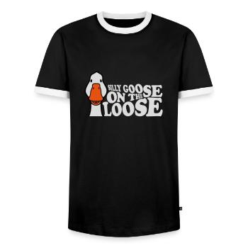 goose on the loose - Männer Kontrast-T-Shirt - Schwarz/Weiß - Vorne - AI Model Female 172 light (172cm) & AI Model Male 178 light (178cm)