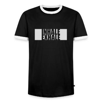 Inspirez expirez Yoga citation - T-shirt contrasté Homme - noir/blanc - Devant - AI Model Female 172 light (172cm) & AI Model Male 178 light (178cm)