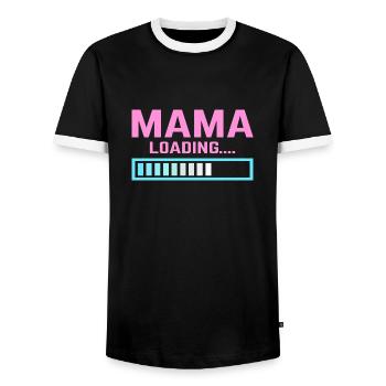 Mama lädt Mama Mama - Männer Kontrast-T-Shirt - Schwarz/Weiß - Vorne - AI Model Female 172 light (172cm) & AI Model Male 178 light (178cm)