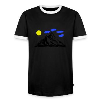 Mountains Nature - Men's Ringer Shirt - black/white - Front - AI Model Female 172 light (172cm) & AI Model Male 178 light (178cm)