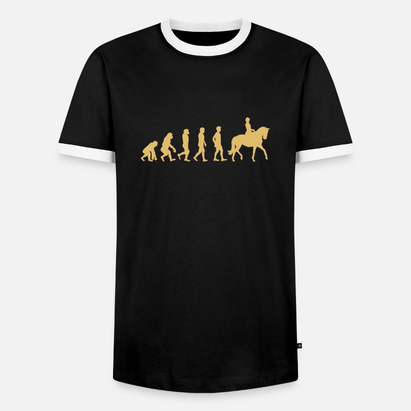 Évolution de l’équitation - T-shirt contrasté Homme - noir/blanc