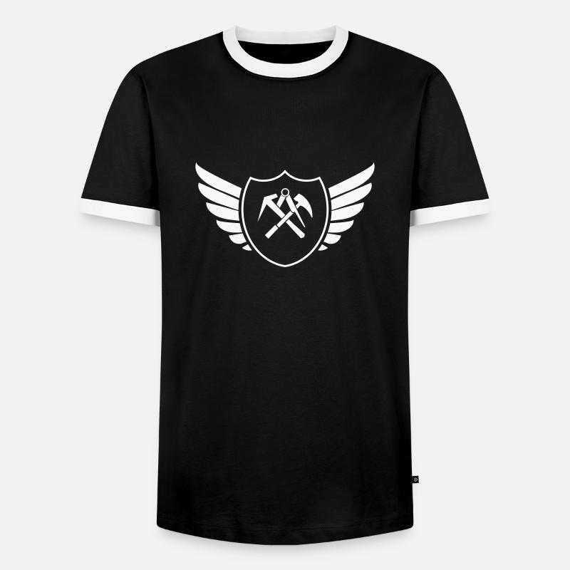 wappen shield dachdecker 1 - Männer Kontrast-T-Shirt - Schwarz/Weiß