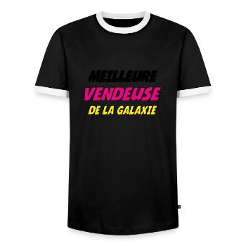MEILLEURE VENDEUSE DE LA GALAXIE - T-shirt contrasté Homme - noir/blanc - Devant - AI Model Female 172 light (172cm) & AI Model Male 178 light (178cm)