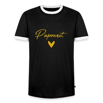PAPOUNET. DAD. FATHER'S DAY. HAPPY FATHER'S DAY - Men's Ringer Shirt - black/white - Front - AI Model Female 172 light (172cm) & AI Model Male 178 light (178cm)