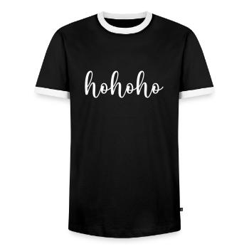hohoho - Men's Ringer Shirt - black/white - Front - AI Model Female 172 light (172cm) & AI Model Male 178 light (178cm)