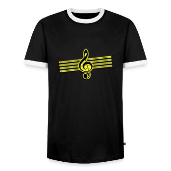Notenschlüssel Symbol Musik - Männer Kontrast-T-Shirt - Schwarz/Weiß - Vorne - AI Model Female 172 light (172cm) & AI Model Male 178 light (178cm)