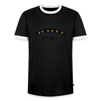 Jahrgang ist 2013 - Männer Kontrast-T-Shirt - Schwarz/Weiß - Vorne - AI Model Female 172 light (172cm) & AI Model Male 178 light (178cm)