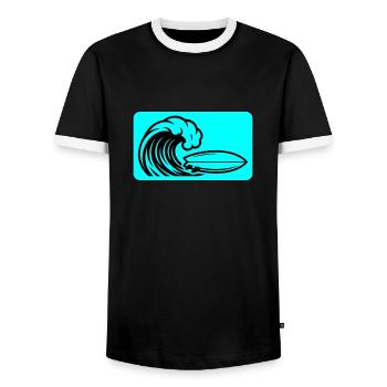 Planche de surf Wave - T-shirt contrasté Homme - noir/blanc - Devant - AI Model Female 172 light (172cm) & AI Model Male 178 light (178cm)