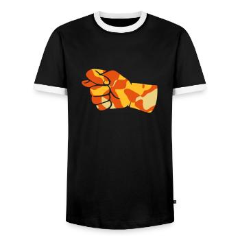 FIG SIGN / FEIGENHAND - CAMO / CAMOUFLAGE - Men's Ringer Shirt - black/white - Front - AI Model Female 172 light (172cm) & AI Model Male 178 light (178cm)