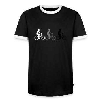 Amis d'équipage de sport d'équipe 3 cyclistes - T-shirt contrasté Homme - noir/blanc - Devant - AI Model Female 172 light (172cm) & AI Model Male 178 light (178cm)