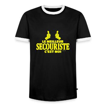 Le meilleur secouriste c'est moi - T-shirt contrasté Homme - noir/blanc - Devant - AI Model Female 172 light (172cm) & AI Model Male 178 light (178cm)