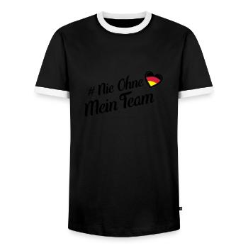 nie ohne team deutschland herz - Männer Kontrast-T-Shirt - Schwarz/Weiß - Vorne - AI Model Female 172 light (172cm) & AI Model Male 178 light (178cm)