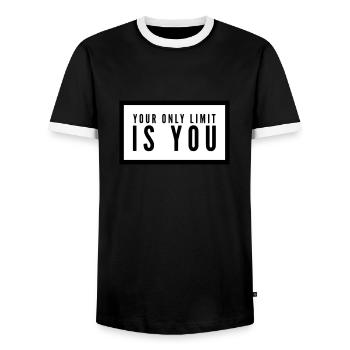 YOUR ONLY LIMIT IS YOU - Men's Ringer Shirt - black/white - Front - AI Model Female 172 light (172cm) & AI Model Male 178 light (178cm)