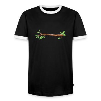 branch tree drawing leaf - Men's Ringer Shirt - black/white - Front - AI Model Female 172 light (172cm) & AI Model Male 178 light (178cm)