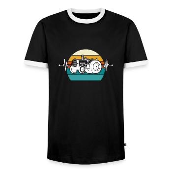 Herzschlag Trecker - Männer Kontrast-T-Shirt - Schwarz/Weiß - Vorne - AI Model Female 172 light (172cm) & AI Model Male 178 light (178cm)