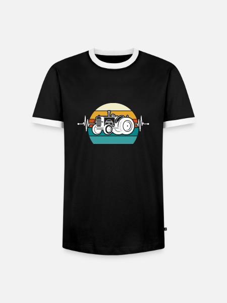 Heartbeat tractor - Men's Ringer Shirt - black/white