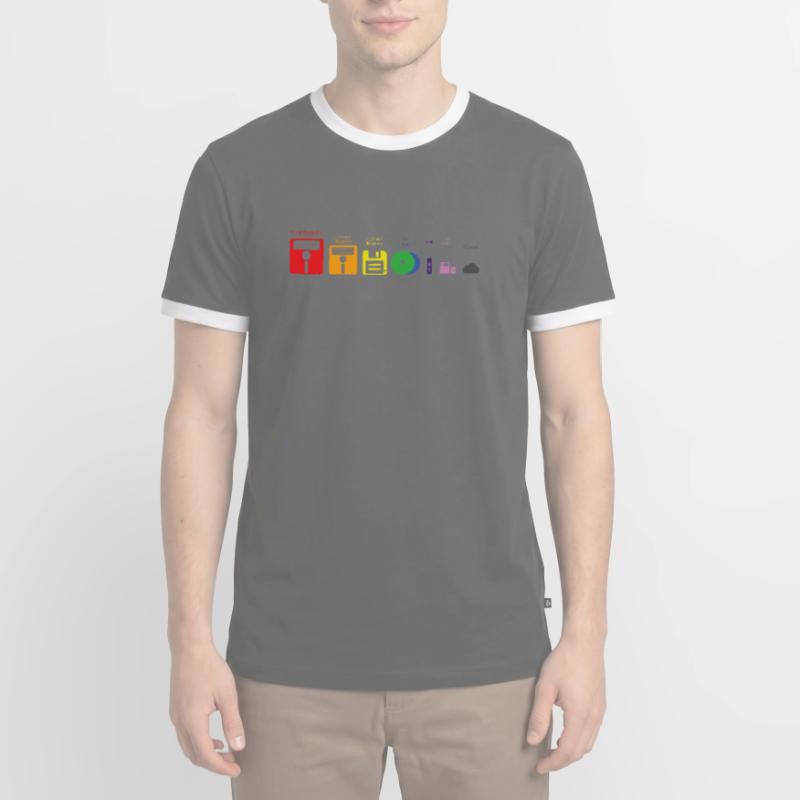 Evolution Speichermedium Disc USB Cloud Männer Kontrast-T-Shirt