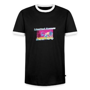 Cool party shirt summer beach vacation gift - Men's Ringer Shirt - black/white - Front - AI Model Female 172 light (172cm) & AI Model Male 178 light (178cm)