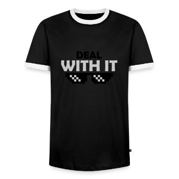 Sonnenbrille Deal with it - Männer Kontrast-T-Shirt - Schwarz/Weiß - Vorne - AI Model Female 172 light (172cm) & AI Model Male 178 light (178cm)