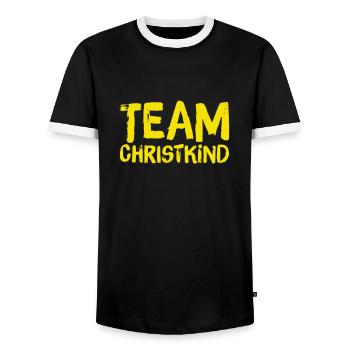 TEAM CHRISTKIND. Weihnachten Merry Christmas X-Mas - Männer Kontrast-T-Shirt - Schwarz/Weiß - Vorne - AI Model Female 172 light (172cm) & AI Model Male 178 light (178cm)