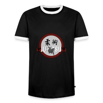 Ju Jitsu Ju Jutsu Jiu-Jitsu - Men's Ringer Shirt - black/white - Front - AI Model Female 172 light (172cm) & AI Model Male 178 light (178cm)