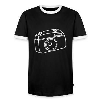 Caméra dessinée à la main - T-shirt contrasté Homme - noir/blanc - Devant - AI Model Female 172 light (172cm) & AI Model Male 178 light (178cm)