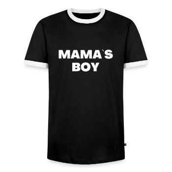 Mama's Boy - Men's Ringer Shirt - black/white - Front - AI Model Female 172 light (172cm) & AI Model Male 178 light (178cm)