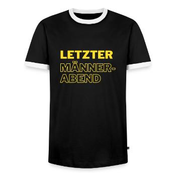 Letzter Männerabend gelb - Männer Kontrast-T-Shirt - Schwarz/Weiß - Vorne - AI Model Female 172 light (172cm) & AI Model Male 178 light (178cm)