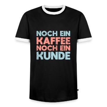 Noch Ein Kaffee, Noch Ein Kunde - Männer Kontrast-T-Shirt - Schwarz/Weiß - Vorne - AI Model Female 172 light (172cm) & AI Model Male 178 light (178cm)