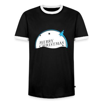 Merry Christmas VECTORGRAPHIC - Men's Ringer Shirt - black/white - Front - AI Model Female 172 light (172cm) & AI Model Male 178 light (178cm)
