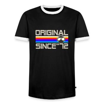 Since 72 - Men's Ringer Shirt - black/white - Front - AI Model Female 172 light (172cm) & AI Model Male 178 light (178cm)