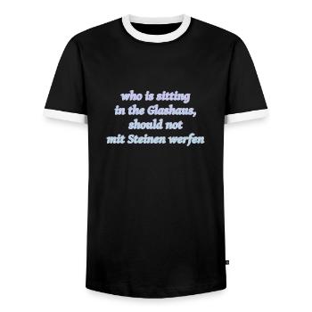 sittin in da glashaus - Männer Kontrast-T-Shirt - Schwarz/Weiß - Vorne - AI Model Female 172 light (172cm) & AI Model Male 178 light (178cm)