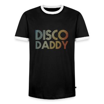 Daddy Retro 60s 70s Party Costume Dad Father's Day - Men's Ringer Shirt - black/white - Front - AI Model Female 172 light (172cm) & AI Model Male 178 light (178cm)