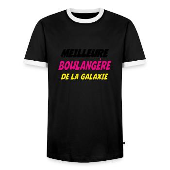 MEILLEURE boulangère DE LA GALAXIE - T-shirt contrasté Homme - noir/blanc - Devant - AI Model Female 172 light (172cm) & AI Model Male 178 light (178cm)