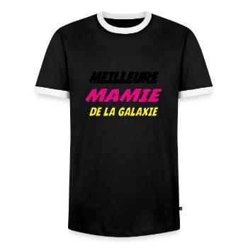 BEST GRANNY IN THE GALAXY - Men's Ringer Shirt - black/white - Front - AI Model Female 172 light (172cm) & AI Model Male 178 light (178cm)