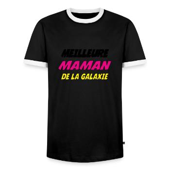 DIE BESTE MUTTER DER GALAXIE - Männer Kontrast-T-Shirt - Schwarz/Weiß - Vorne - AI Model Female 172 light (172cm) & AI Model Male 178 light (178cm)