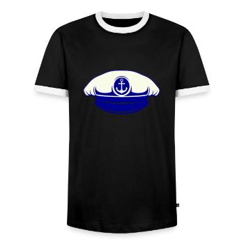 matrosen mütze - Männer Kontrast-T-Shirt - Schwarz/Weiß - Vorne - AI Model Female 172 light (172cm) & AI Model Male 178 light (178cm)