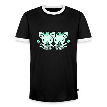 2 pacifiers cats Two baby siblings twins - Men's Ringer Shirt - black/white - Front - AI Model Female 172 light (172cm) & AI Model Male 178 light (178cm)