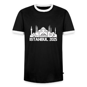 istanbul 2025 - Männer Kontrast-T-Shirt - Schwarz/Weiß - Vorne - AI Model Female 172 light (172cm) & AI Model Male 178 light (178cm)