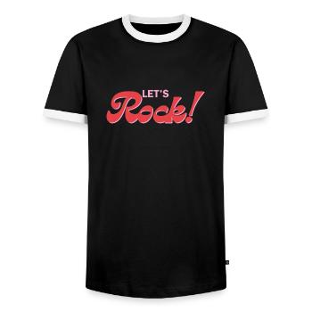 Let's Rock - Rock & Roll - Men's Ringer Shirt - black/white - Front - AI Model Female 172 light (172cm) & AI Model Male 178 light (178cm)