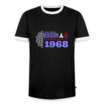 Vintage Soul Since 1968 - 57 Years of Memories - Men's Ringer Shirt - black/white - Front - AI Model Female 172 light (172cm) & AI Model Male 178 light (178cm)