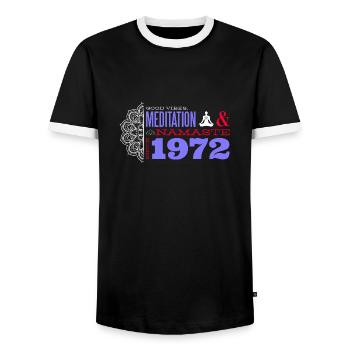Classic Soul depuis 1972 - 53 ans de souvenirs - T-shirt contrasté Homme - noir/blanc - Devant - AI Model Female 172 light (172cm) & AI Model Male 178 light (178cm)