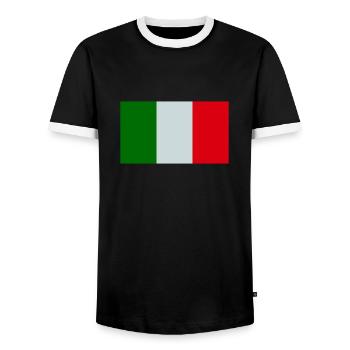 italy - Men's Ringer Shirt - black/white - Front - AI Model Female 172 light (172cm) & AI Model Male 178 light (178cm)