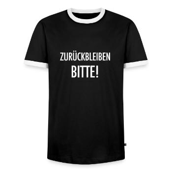 Zurückbleiben bitte! U-Bahn Berlin Geschenk - Männer Kontrast-T-Shirt - Schwarz/Weiß - Vorne - AI Model Female 172 light (172cm) & AI Model Male 178 light (178cm)