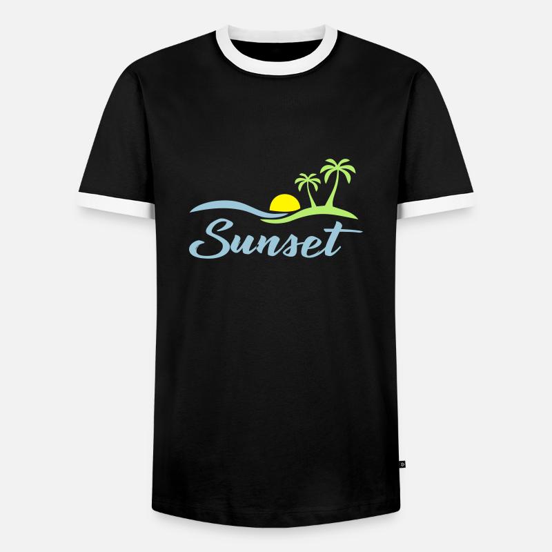 Sunset beach - Männer Kontrast-T-Shirt - Schwarz/Weiß