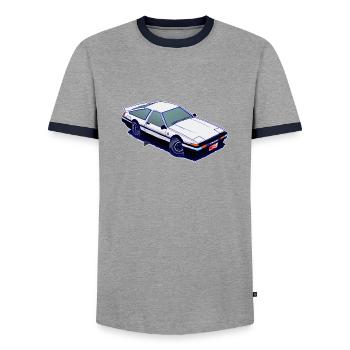 The Legendary Initial D just the car - Men's Ringer Shirt - grey/navy  - Front - AI Model Female 172 light (172cm) & AI Model Male 178 light (178cm)