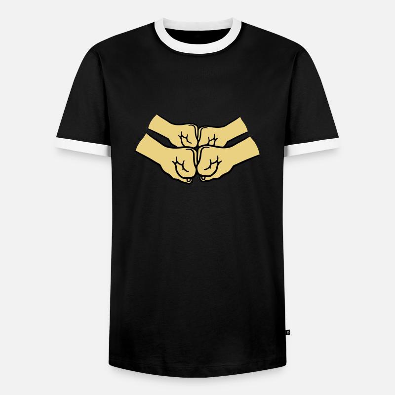 4 hands crew - Men's Ringer Shirt - black/white