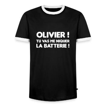 Cadeau marrant Jacky tuning 135.3 dB - T-shirt contrasté Homme - noir/blanc - Devant - AI Model Female 172 light (172cm) & AI Model Male 178 light (178cm)