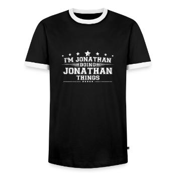 Jonathan - Men's Ringer Shirt - black/white - Front - AI Model Female 172 light (172cm) & AI Model Male 178 light (178cm)